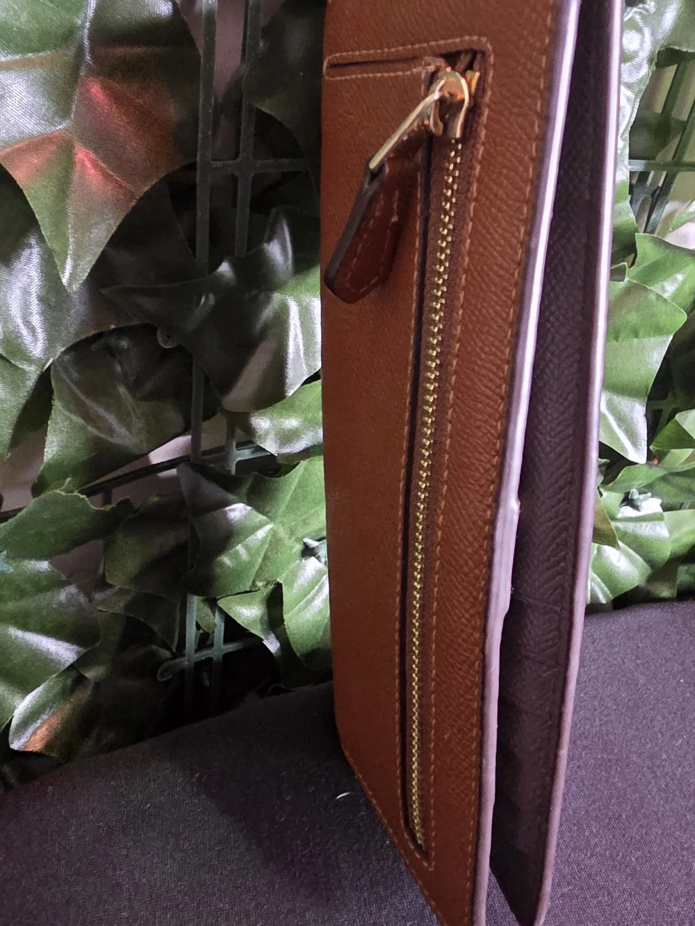 Coach Leather Zip-Around Wallet in Cognac Brown